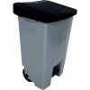 Denox Nášlapný odpadkový koš na tříděný odpad 80 l, černé víko, plastový s kolečky