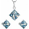 Súprava šperkov s kryštálmi Swarovski náušnice a prívesok modrý kosoštvorec 39126.3 Aqua
