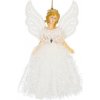 CA0702 Vianočná ozdoba „Anjel“ 20 cm – biely trblietavý prívesok Springos