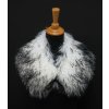 Špongr Kožušinový golier z tibetskej ovce - L202 okrúhly + kožené šnúrky White & Black
