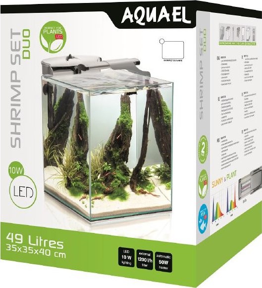 Aquael Shrimp set Duo akvarijný set biely 35 cm, 49 l