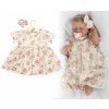 Baby Nellys Mušelínové šatôčky čelenka 2-dielna sada Pivonky smotanové