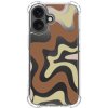 AppleKing kryt so vzorom abstraktných vĺn a zosilnenými rohmi pre iPhone 16 Plus - hnedý - možnosť vrátiť tovar ZADARMO do 30tich dní