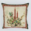 Vianočný gobelínový povlak PLANÚCE SVIEČKY zelený lem 45 x 45 cm