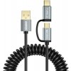 Kábel Choetech 2v1 USB a USB-C + micro USB strunový 1.2m čierny
