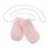 BABY NELLYS Zimné pletené dojčenské rukavičky so vzorom - sv. ružové