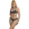 Subblime - 952433 rainbow high neck sleeveless fishnet bodystocking one size