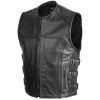 TXR Shooter čierna (Kožená vesta na motorku TXR Shooter z hovädzej kože s hrúbkou 1,1 – 1,2 mm so zapínaním pomocou YKK zipsov a panel na bokoch z pevnostného stretch materiálu.)