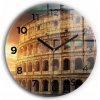 Moderné sklenené hodiny s grafikou na stenu Rímske Koloseum priemer 60 cm