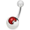 Šperky eshop - Piercing do bruška z ocele a akrylu - transparentné guľôčky, nahryznuté jablko Z25.14