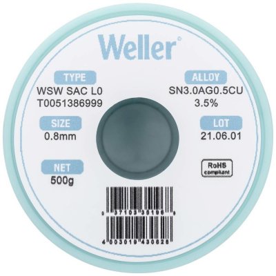 Weller WSW SAC L0 spájkovací cín bez olova cievka Sn3.0Ag0.5Cu 500 g 0.8 mm