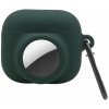 AppleKing 2v1 silikónový ochranný obal pre AirPods 3 / AirTag - tmavozelený - možnosť vrátiť tovar ZADARMO do 30tich dní