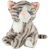 Teddies Mačka sediaci plyš mourovatá so zvukom