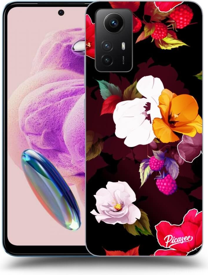 Púzdro Picasee silikónové Xiaomi Redmi Note 12S - Flowers and Berries čierne