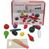 DREVENÉ Ovocie Zelenina NA MAGNET 30ks Nožík Doska 36m+ XJY-2043