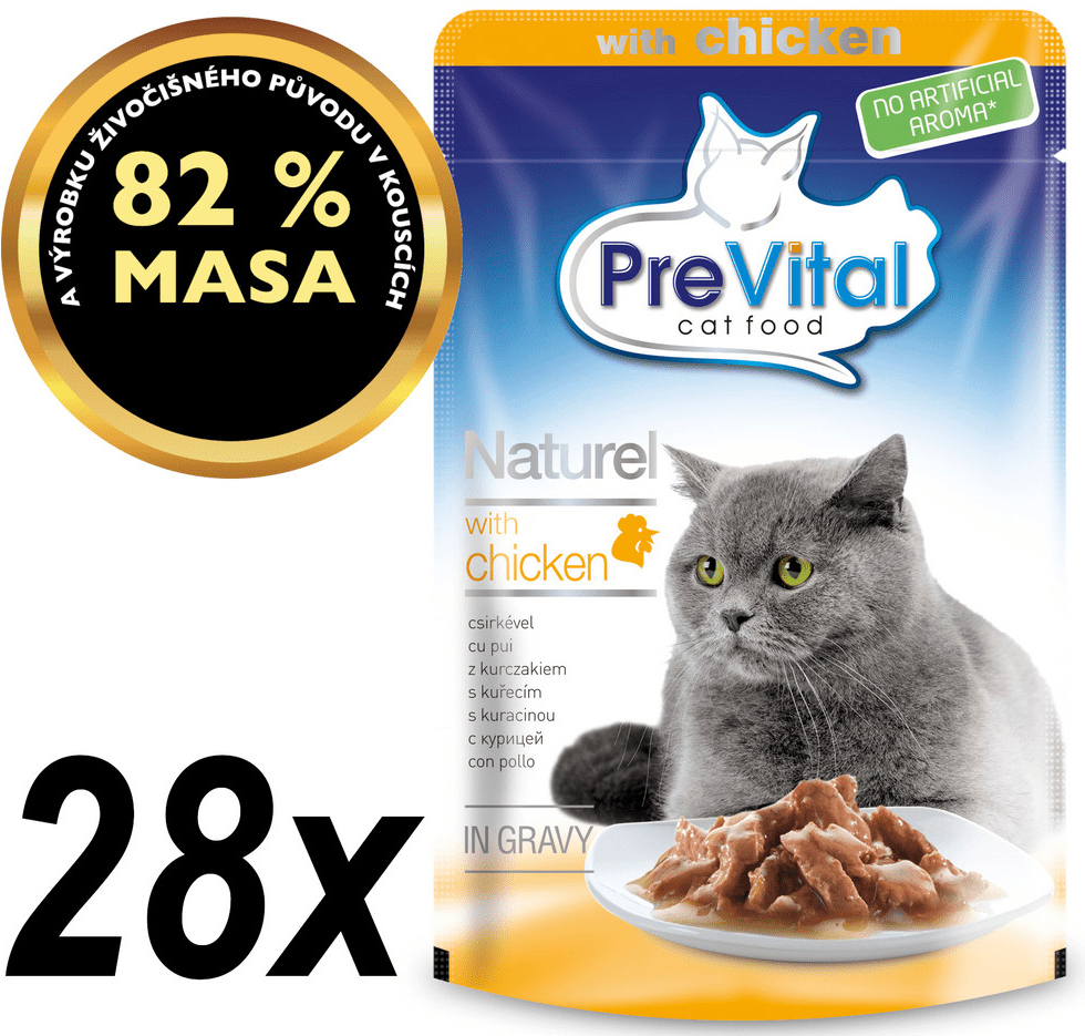 PreVital NATUREL dusené filetky kuracie v omáčke 28 x 85 g