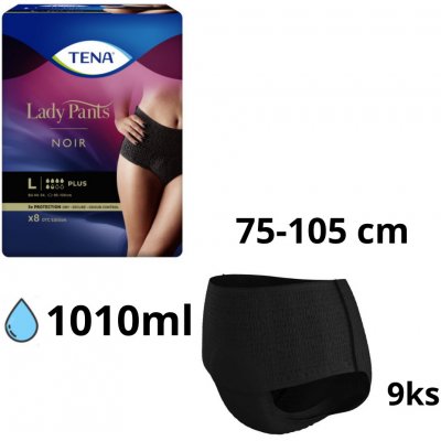 TENA Lady Pants Plus Noir M čierne dámske naťahovacie inkontinenčné nohavičky 9ks