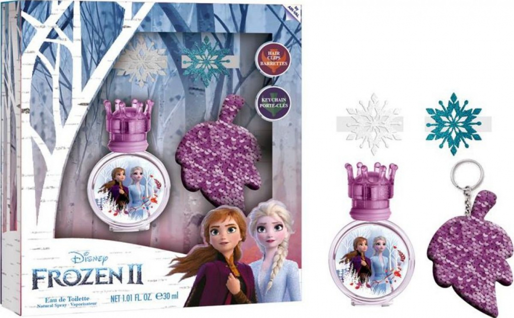 Disney Frozen II EDT 30 ml + klíčenka + spona do vlasů 2 ks darčeková sada