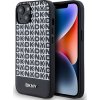 DKNY PU Leather Repeat Pattern Bottom Stripe MagSafe zadný kryt pre iPhone 13 Black