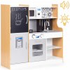 EcoToys Detská kuchynka so zvukom a LED tabuľou kovové MDF doplnky +3 roky