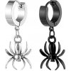 Punková náušnica krúžok z chirurgickej ocele Pavúk - Černá
