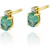 Blink-Blink zlaté napichovacie diamantové náušnice so Smaragdami 3180ZDSmB