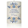 Palmová sviečka s modrými kvetmi Valec 13 cm / 7 cm 480g