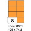 Samolepiace etikety laser 105 x 74,2 oranžové fluo laser/copy R0133.0931A [100 listov]