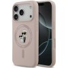 Obal Karl Lagerfeld Liquid Silicone Karl and Choupette MagSafe Apple iPhone 17 Pro KLHMP17LSCMKCRHP ružový