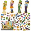 MAGNETICKÁ HRA OBLIEKANIE PUZZLE DREVENÉ MONTESSORI MÓDNE BÁBIKY