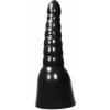 All Black AB17, čierne vinylové dildo 33 x 4,5–11 cm