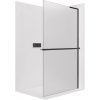 CERANO - Sprchová zástena Walk-in Onyx L-pravá vzpera - 8 mm + polička / držiak na uteráky - čierna matná, mliečne sklo - 100x200 cm