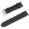 Deveroux Kožený řemínek PD012, spona - Černý - 22mm DEV0133