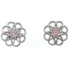 Strieborné náušnice kvetinky s ružovým zirkónom