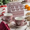 Porcelánové šálky na kávu a čaj s tanierikmi DUO SVETRÍK ČERVENÉ 280 ml 2 ks.