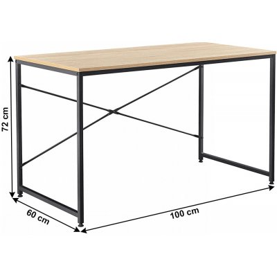 Kondela Písací stôl, dub/čierna, 100x60 cm, MELLORA 0000296576