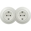 Kliklap - Dvojitá retro domová zásuvka s rámikom SCHUKO 230 V/16 A biela 2xKA0008+2xKA0106 + záruka 3 roky zadarmo