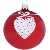 Vianočná ozdoba sklenená guľa Ø 8 cm srdce s mašľou červená