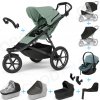 Set 10v1 Thule Urban Glide 3 Mist green s magnetickou sponou + madlo + vanička Black + pláštenky a moskytiéry Thule + Autosedačka Thule Maple Mid blue s ISOFIX základňou Thule Alfi a adaptéry