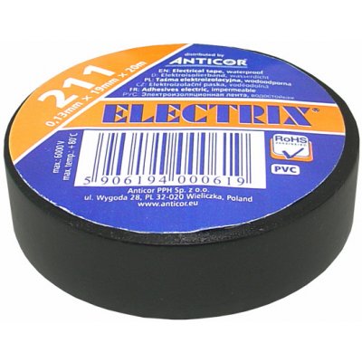 ELECTRIX Páska PVC 19 mm x 20 m čierna
