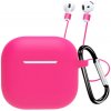 AppleKing silikónové puzdro s karabínou a šnúrkou pre AirPods 4 - ružové - možnosť vrátiť tovar ZADARMO do 30tich dní