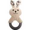 Hryzátko králik s TPR krúžkom, so zvukom, 21 cm, krémová/sivá, HipHop