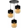 Light Home Závesné svietidlo Oslo 1, 3x čierne/medové sklenené tienidlo, o