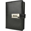 Kožený zápisník MIDDLE s číselným zámkom v čiernej farbe