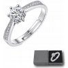 Dámsky Strieborný Prsteň s Kolík S Kryštálikom, Nastaviteľný, Klasický - Perfektný Darček