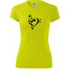Husľový kľúč srdce - Dámske Fantasy športové (dresovina) - M ( Neonová žltá )