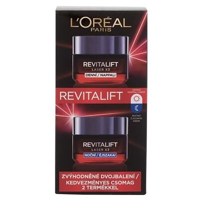L'Oréal Paris Revitalift Laser X3 Day Cream 50 ml sada denní pleťový krém Revitalift Laser X3 50 ml + noční pleťový krém Revitalift Laser X3 50 ml