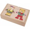 Viga puzzle v krabičke obliekanie mini Medvedica a macko