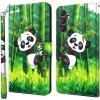 Peňaženkové 3D puzdro na Galaxy A55 5G - Panda a Bambus