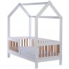 DREWEX Detská buková posteľ so zábranou Casa Bambini 160x80x174 cm 164x84x174 biela